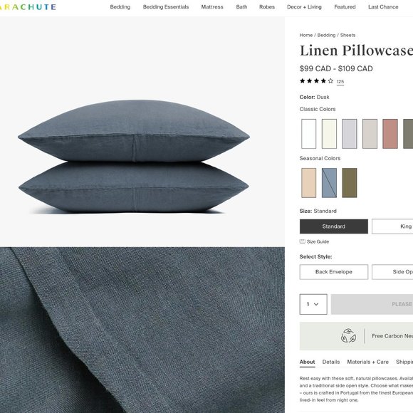 Parachute Linen Sham Set "Dusk" standard size - Picture 3 of 5